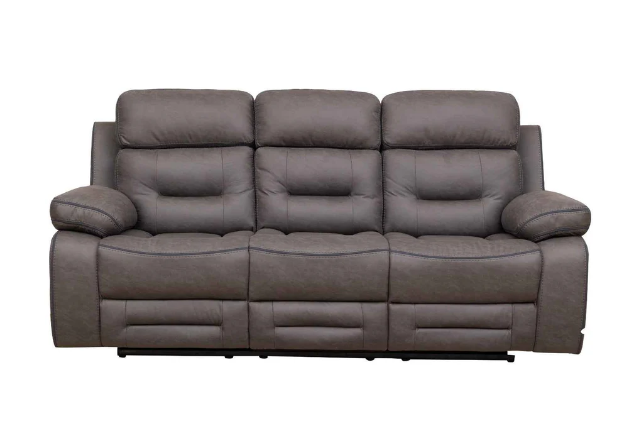 Comfortable grey 3-seater recliner sofa with full lumbar support.